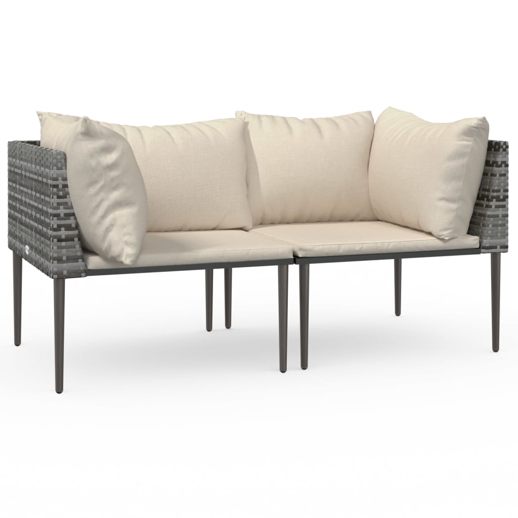 hjørnemoduler til havesofa 2 stk. med hynder polyrattan grå