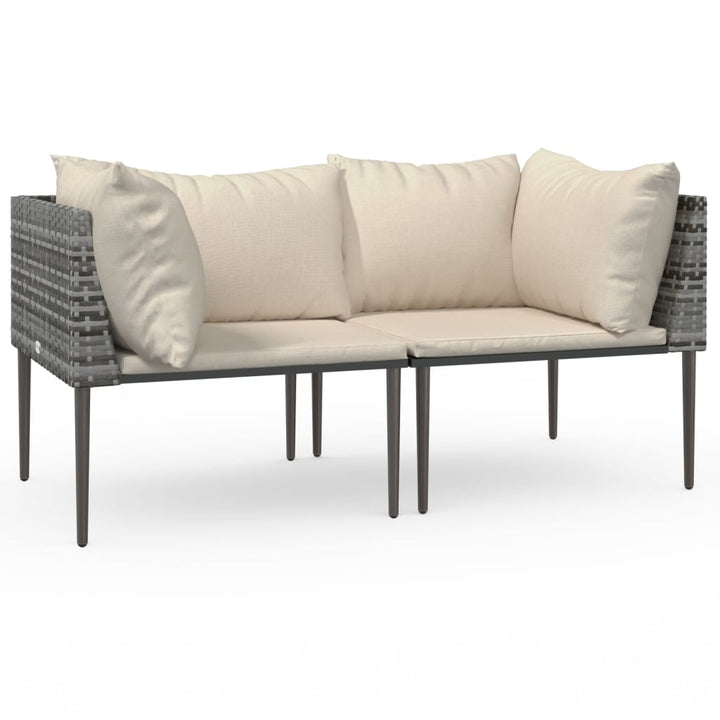 hjørnemoduler til havesofa 2 stk. med hynder polyrattan grå