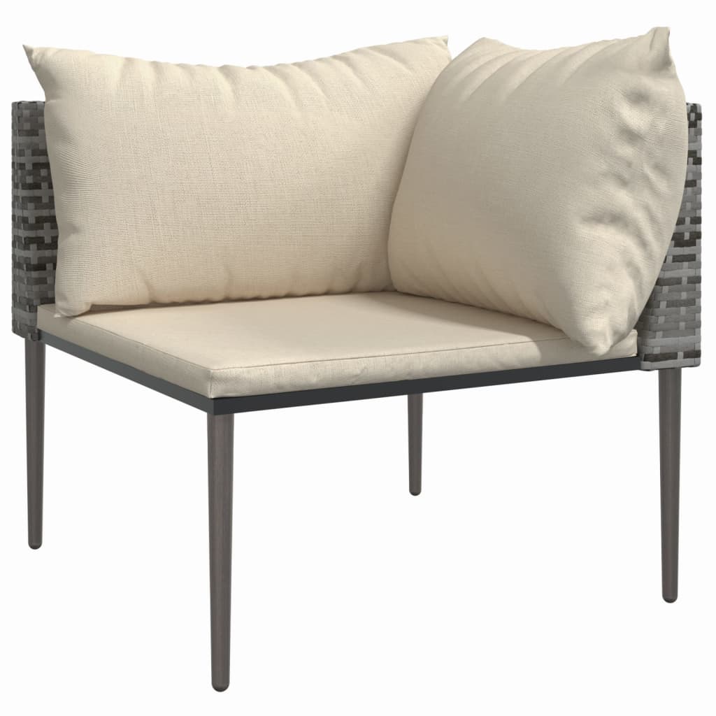 hjørnemoduler til havesofa 2 stk. med hynder polyrattan grå