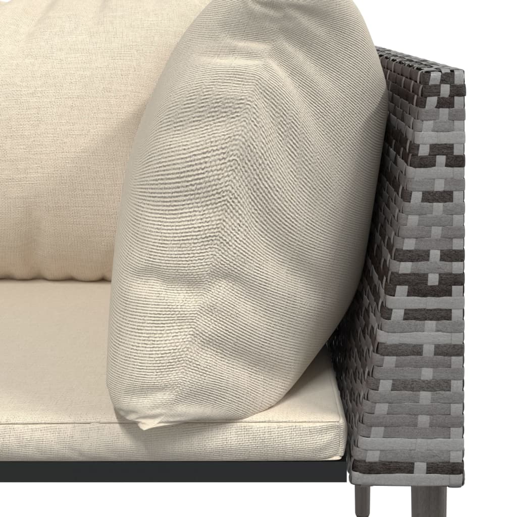 hjørnemoduler til havesofa 2 stk. med hynder polyrattan grå