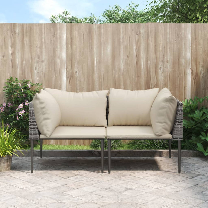 hjørnemoduler til havesofa 2 stk. med hynder polyrattan grå