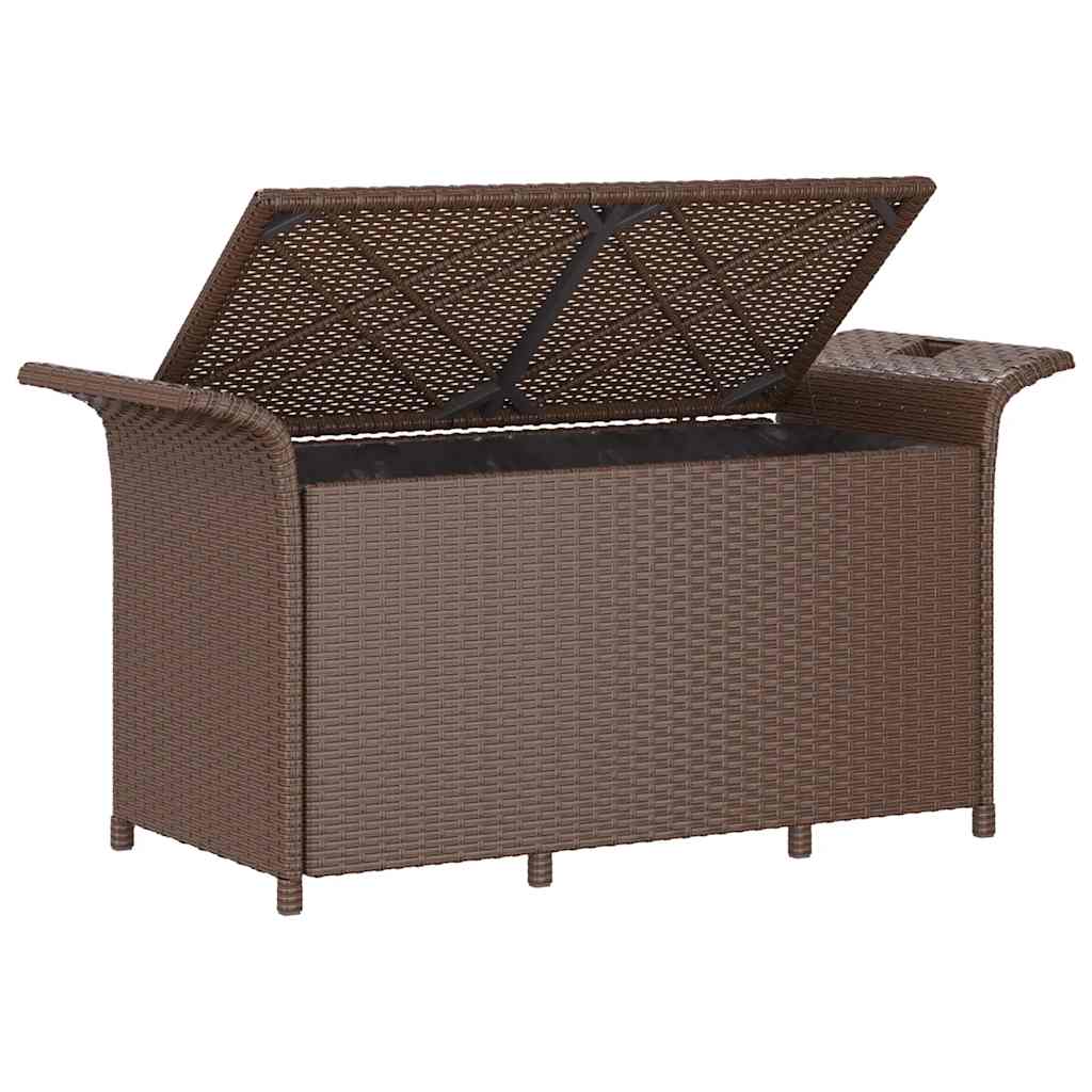havebænk med hynde 116x46x57 cm polyrattan brun