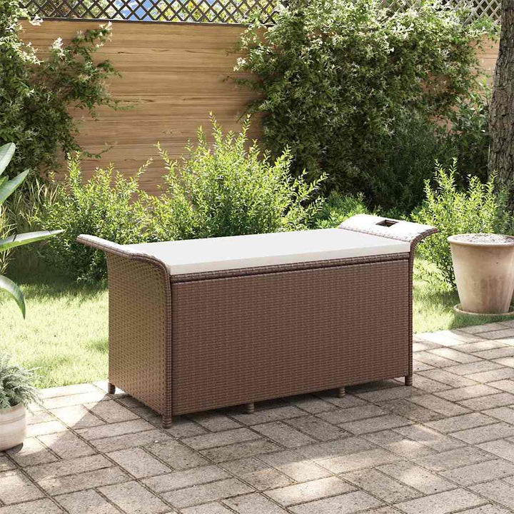 havebænk med hynde 116x46x57 cm polyrattan brun