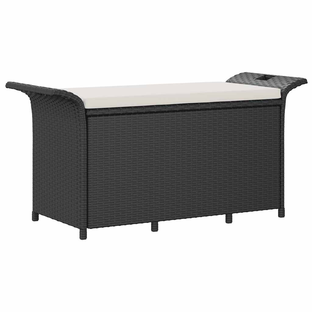 havebænk med hynde 116x46x57 cm polyrattan sort