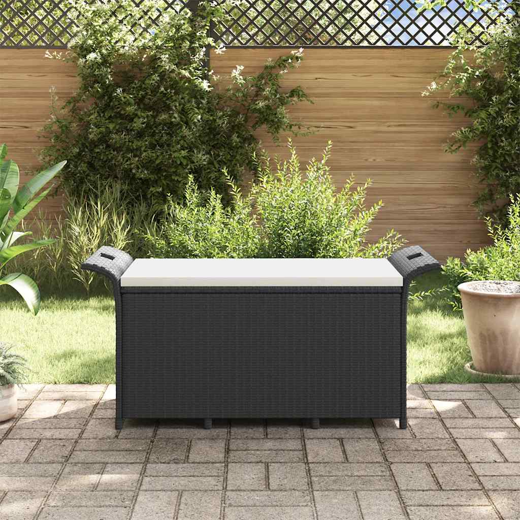 havebænk med hynde 116x46x57 cm polyrattan sort