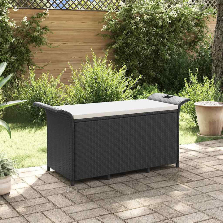havebænk med hynde 116x46x57 cm polyrattan sort