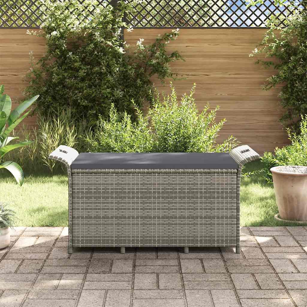 havebænk med hynde 116x46x57 cm polyrattan grå