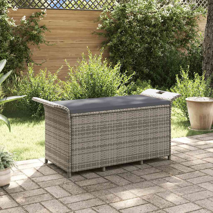 havebænk med hynde 116x46x57 cm polyrattan grå