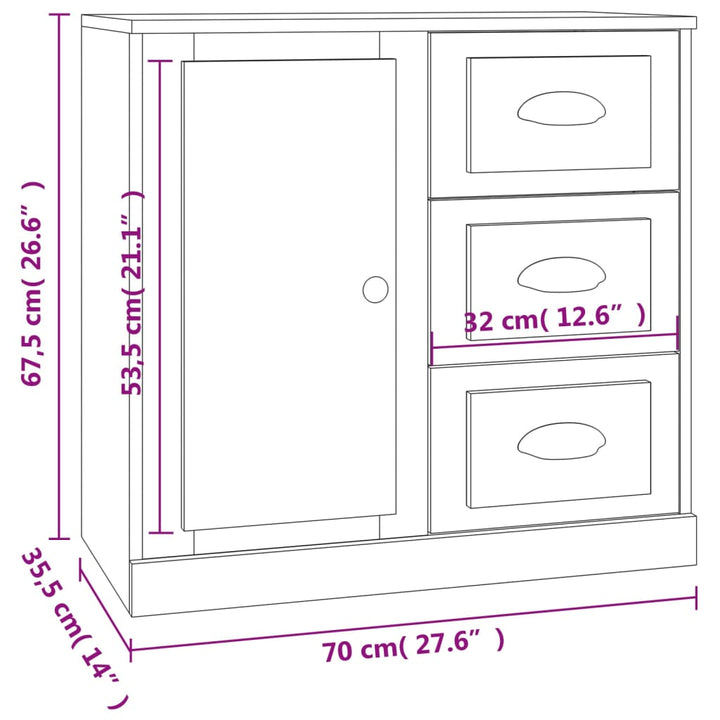 skænk 70x35,5x67,5 cm konstrueret træ betongrå