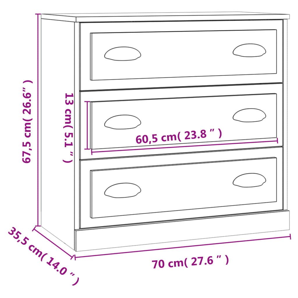 skænk 70x35,5x67,5 cm konstrueret træ grå sonoma-eg