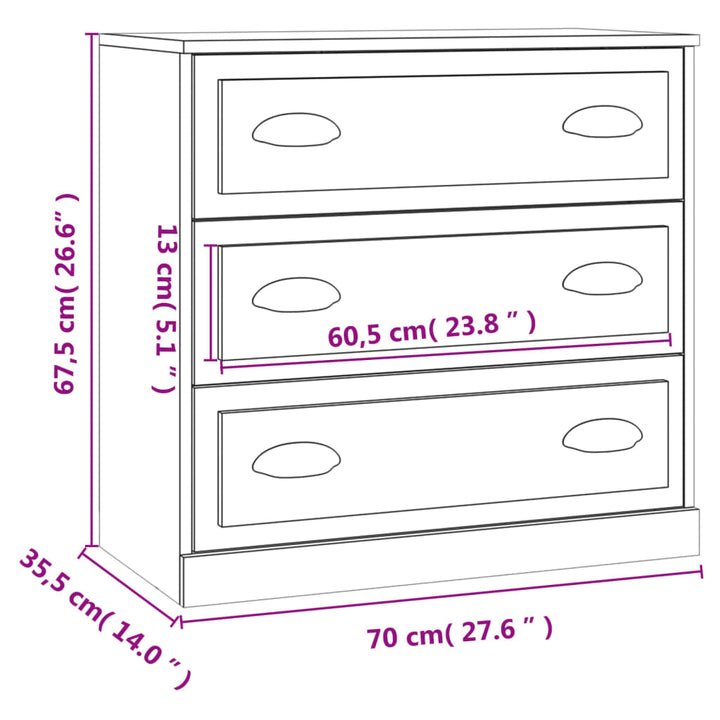 skænk 70x35,5x67,5 cm konstrueret træ grå sonoma-eg