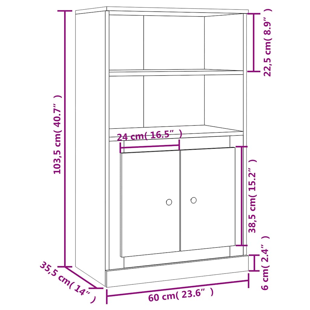 skænk 60x35,5x103,5 cm konstrueret træ sonoma-eg
