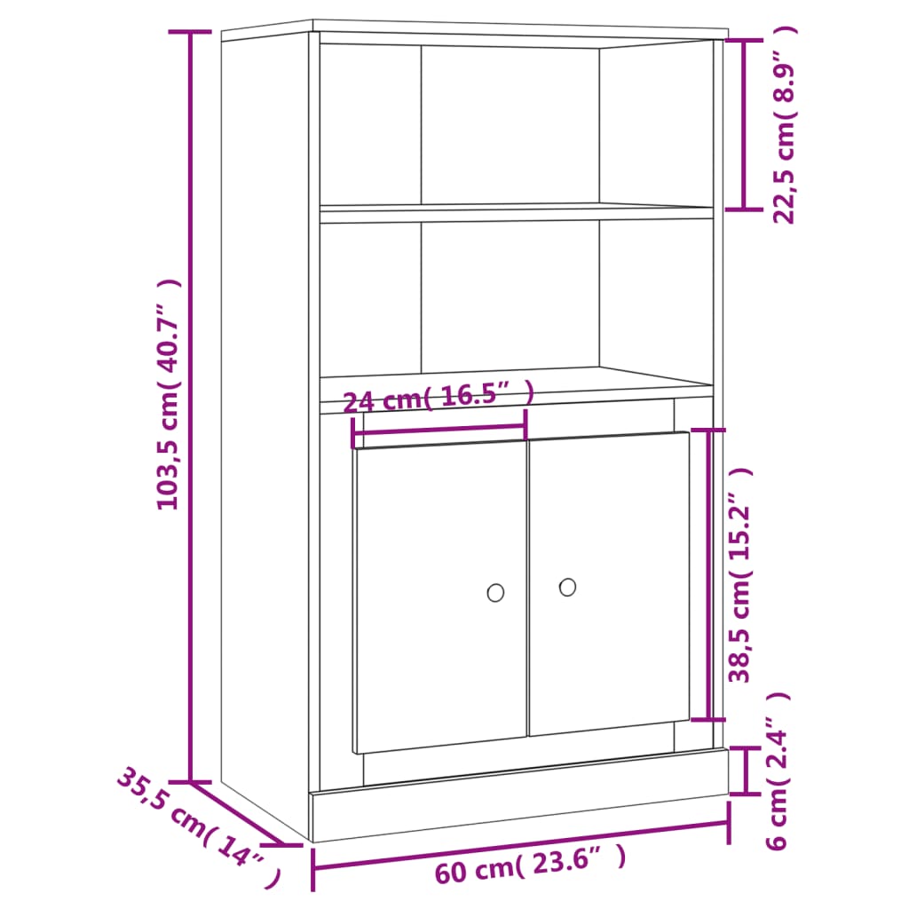 skænk 60x35,5x103,5 cm konstrueret træ grå sonoma-eg