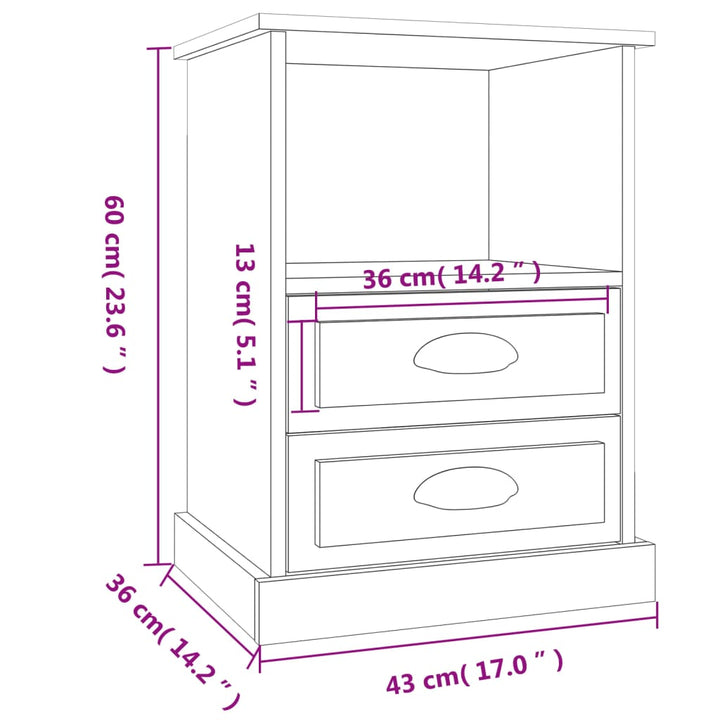 sengeborde 2 stk. 43x36x60 cm hvid