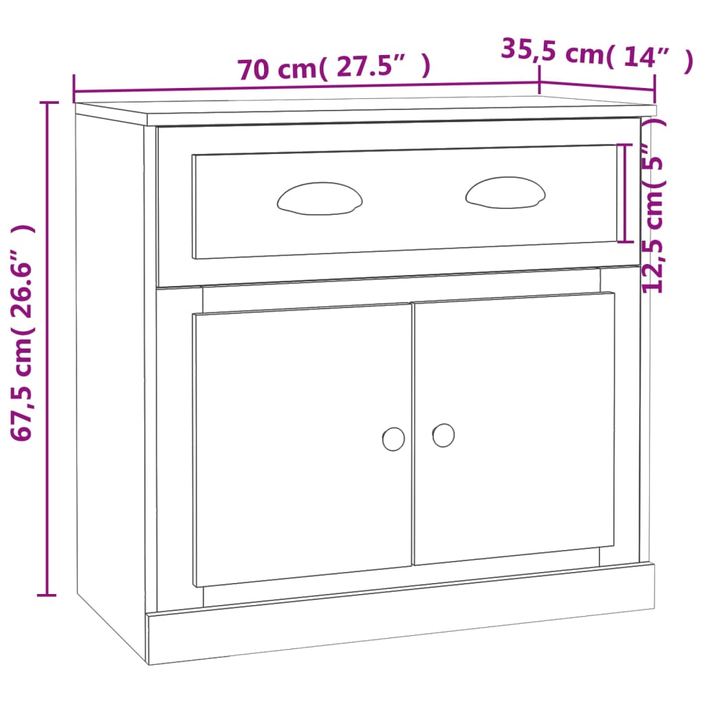 skænk 70x35,5x67,5 cm konstrueret træ betongrå