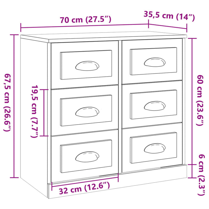 skænk 70x35,5x67,5 cm konstrueret træ røget egetræsfarve