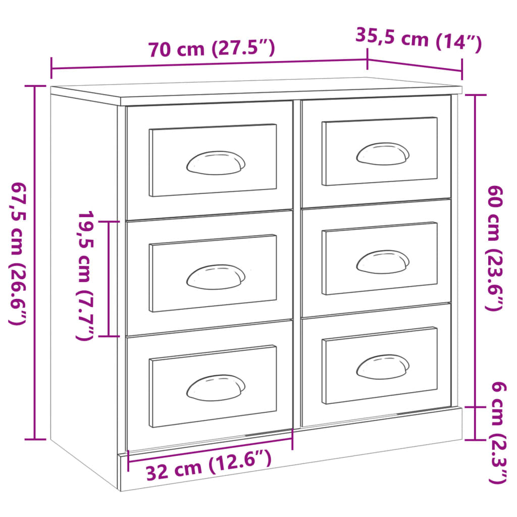 skænk 70x35,5x67,5 cm konstrueret træ brun egetræsfarve