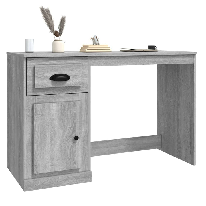 skrivebord m. skuffe 115x50x75 cm konstrueret træ grå sonoma-eg
