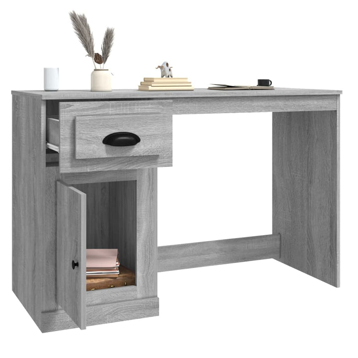 skrivebord m. skuffe 115x50x75 cm konstrueret træ grå sonoma-eg