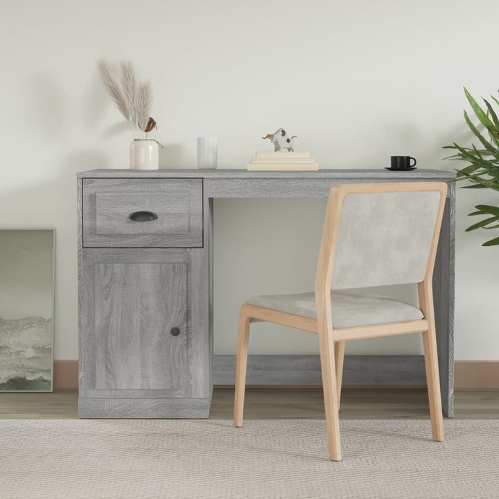 skrivebord m. skuffe 115x50x75 cm konstrueret træ grå sonoma-eg