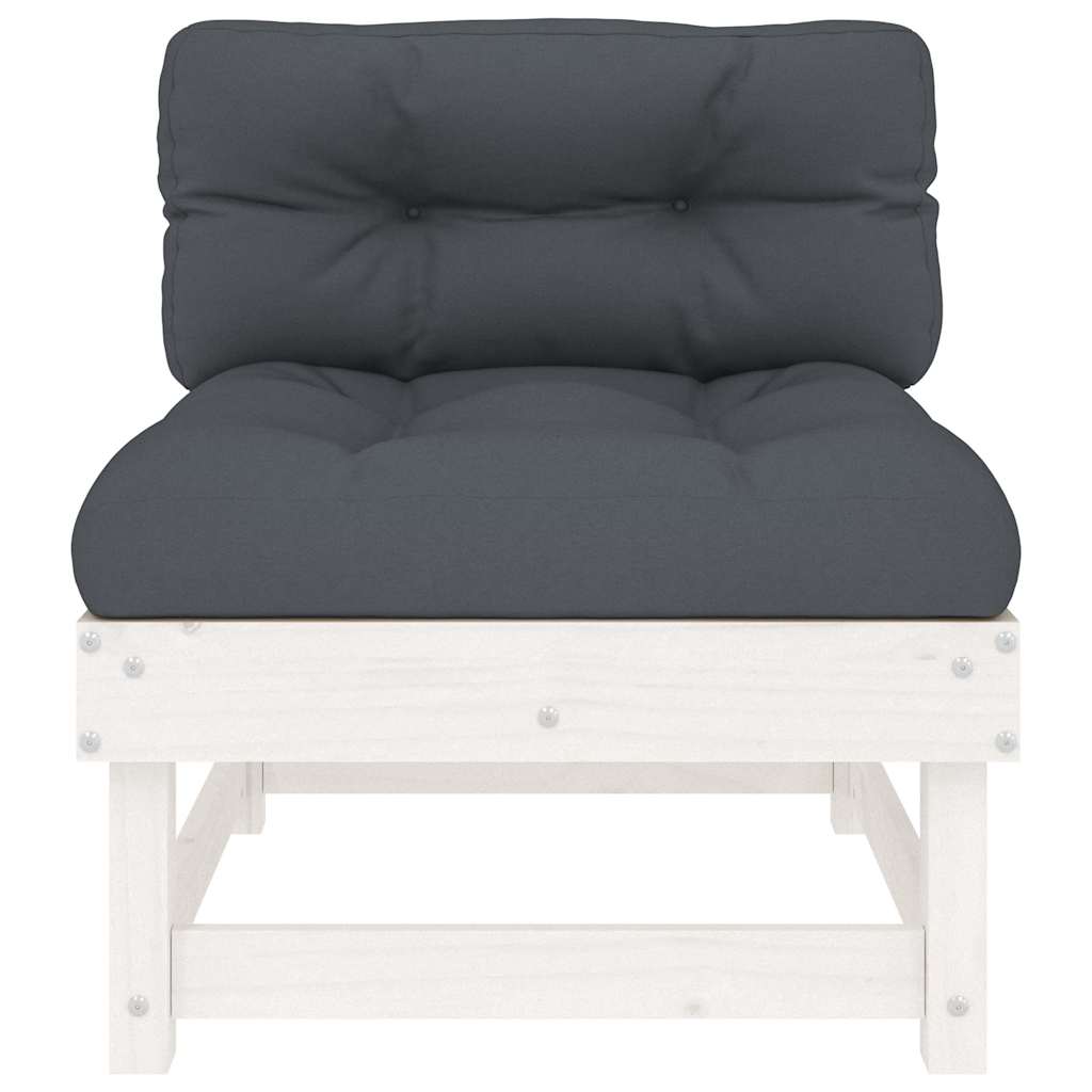 midtermoduler til sofa 2 stk. med hynder massivt fyrretræ hvid