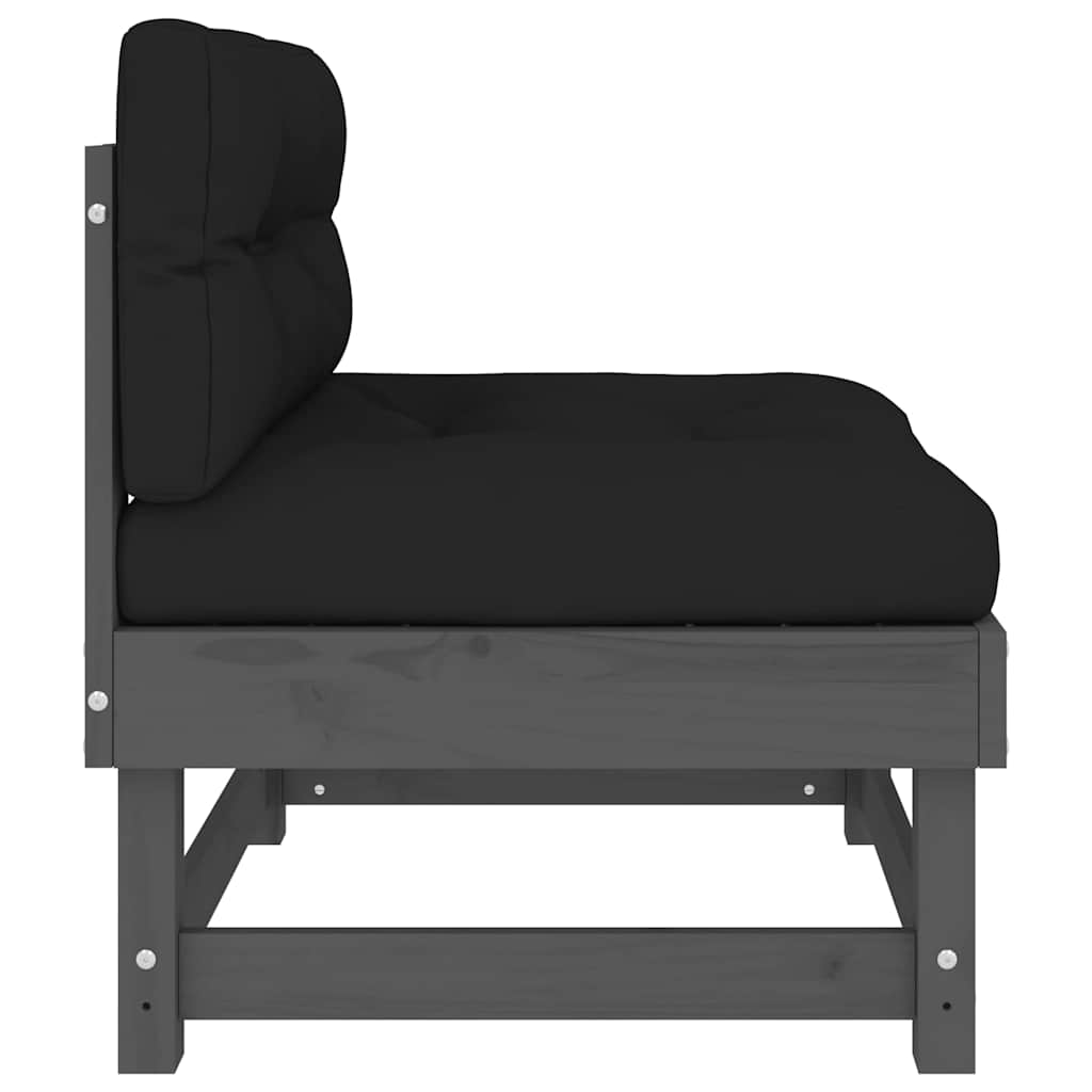 midtermoduler til sofa 2 stk. med hynder massivt fyrretræ grå