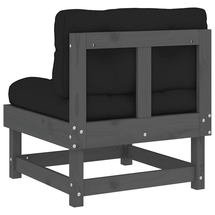 midtermoduler til sofa 2 stk. med hynder massivt fyrretræ grå