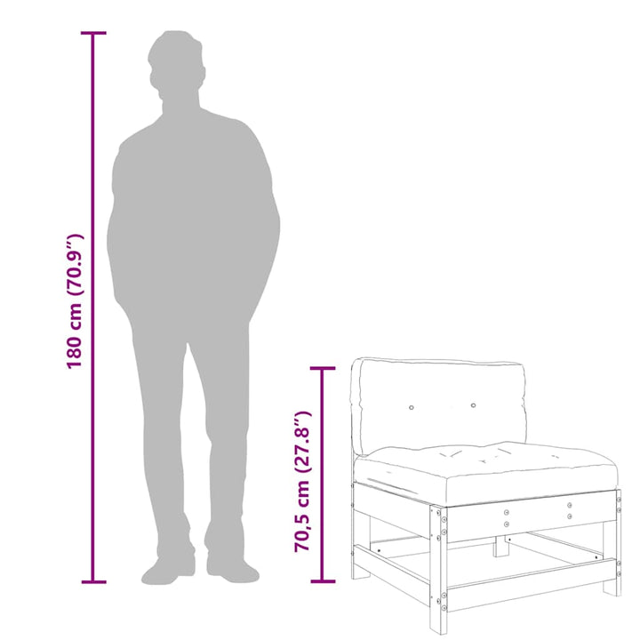 midtermoduler til sofa 2 stk. med hynder massivt fyrretræ hvid