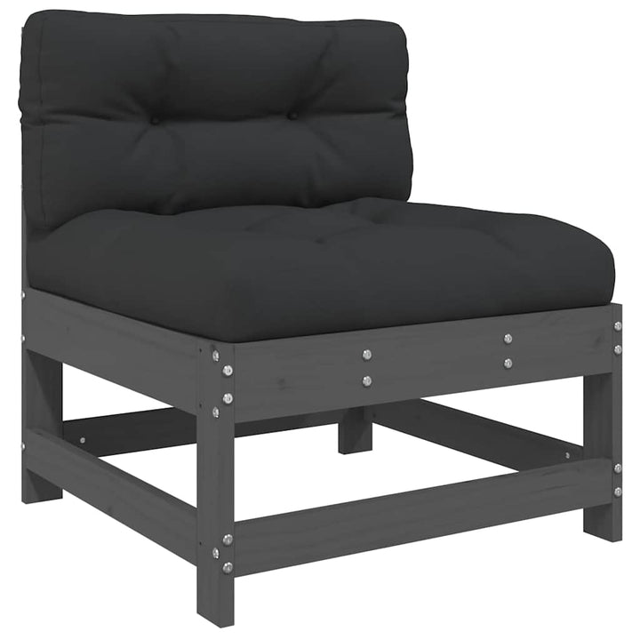 midtermoduler til sofa 2 stk. med hynder massivt fyrretræ grå
