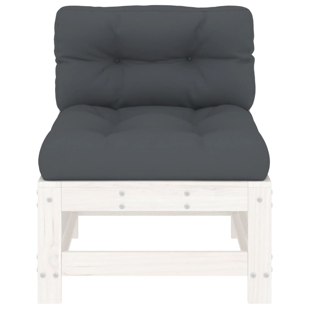 midtermoduler til sofa 2 stk. med hynder massivt fyrretræ hvid