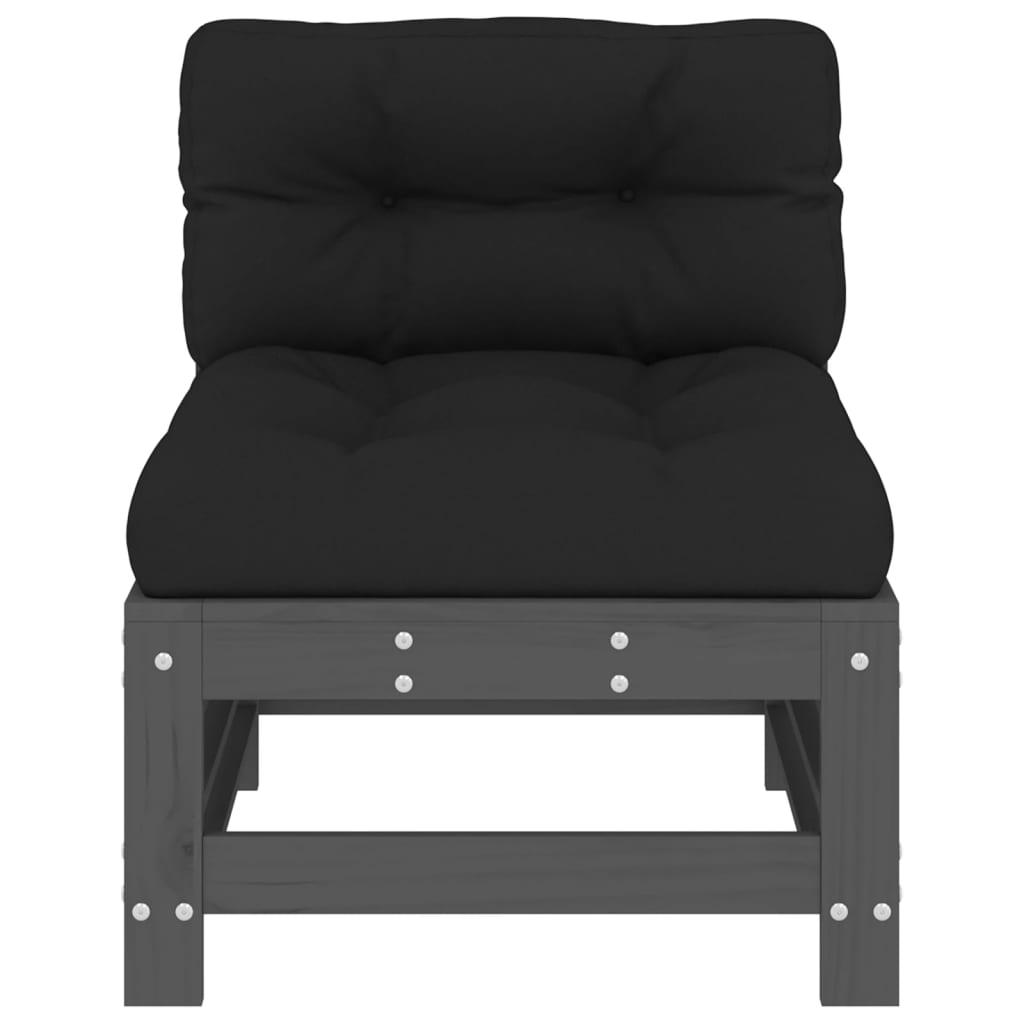 midtermoduler til sofa 2 stk. med hynder massivt fyrretræ grå