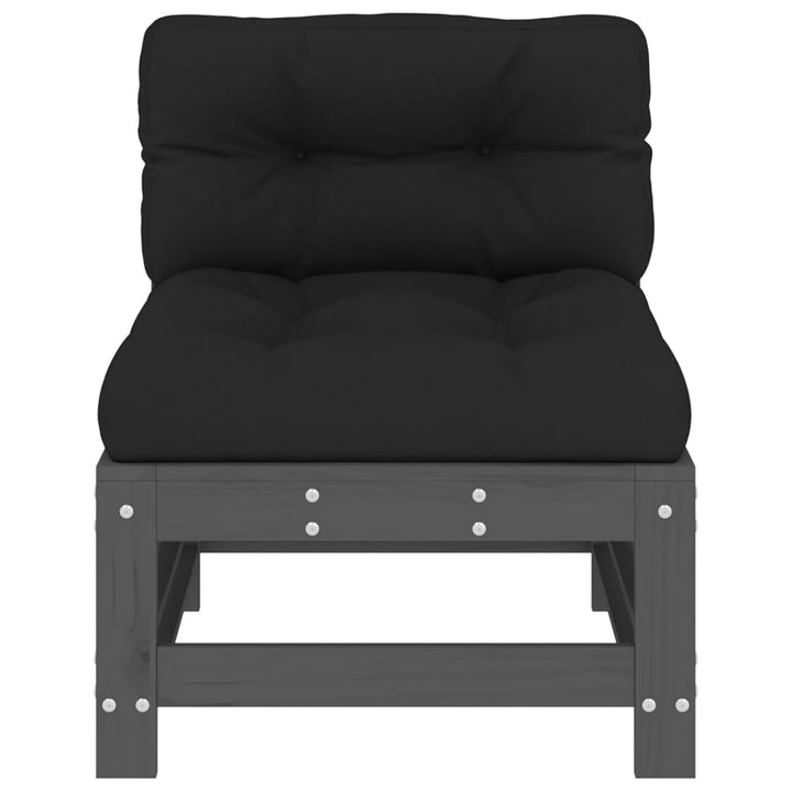 midtermoduler til sofa 2 stk. med hynder massivt fyrretræ grå