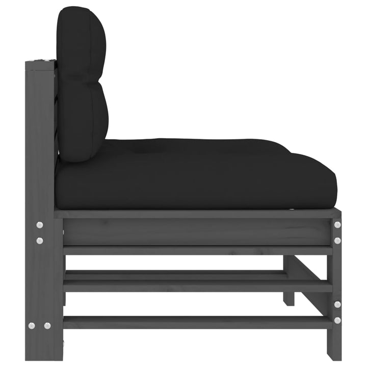 midtermoduler til sofa 2 stk. med hynder massivt fyrretræ grå