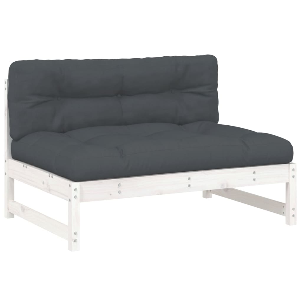 midtermodul til sofa 120x80 cm massivt fyrretræ hvid