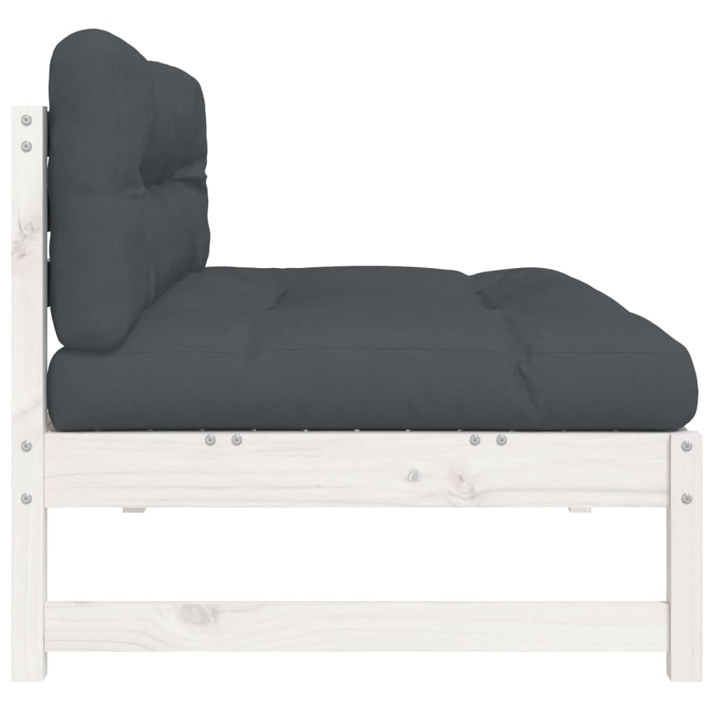midtermodul til sofa 120x80 cm massivt fyrretræ hvid