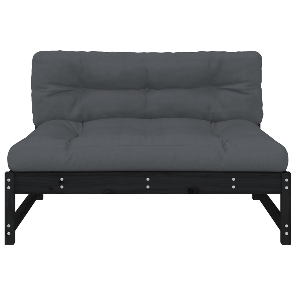 midtermodul til sofa 120x80 cm massivt fyrretræ sort
