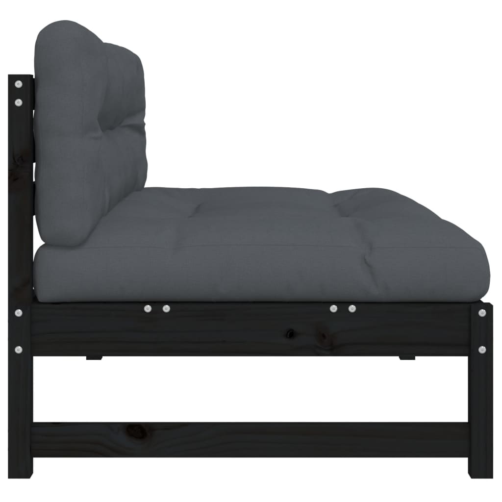 midtermodul til sofa 120x80 cm massivt fyrretræ sort