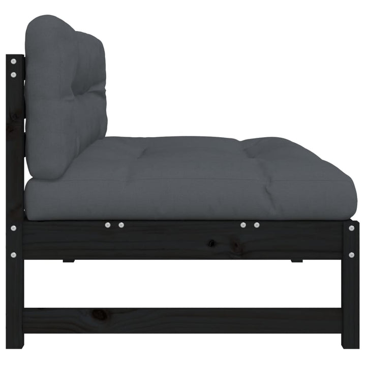 midtermodul til sofa 120x80 cm massivt fyrretræ sort