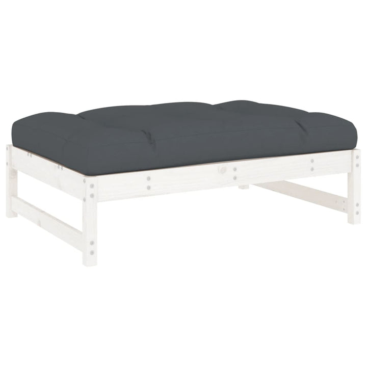 udendørs fodskammel 120x80 cm massivt fyrretræ hvid