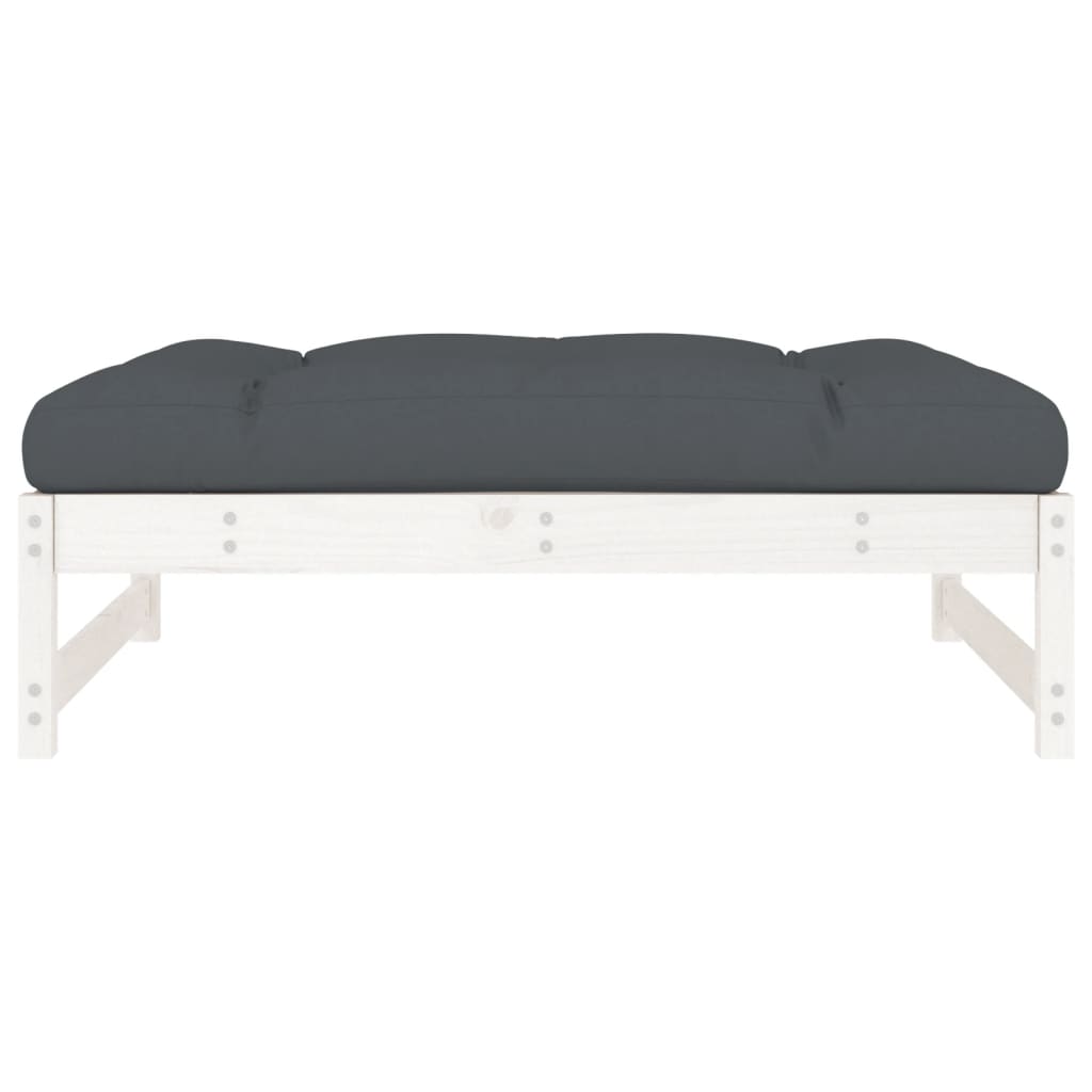 udendørs fodskammel 120x80 cm massivt fyrretræ hvid