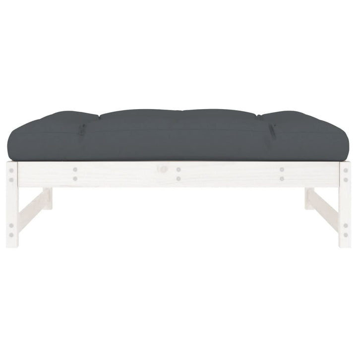 udendørs fodskammel 120x80 cm massivt fyrretræ hvid