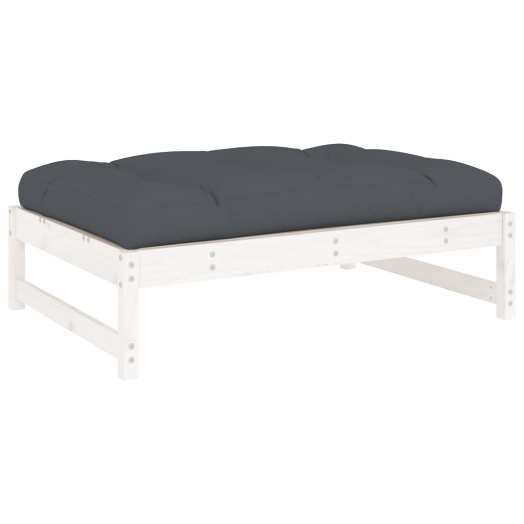 udendørs fodskammel 120x80 cm massivt fyrretræ hvid