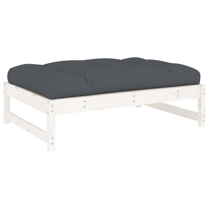 udendørs fodskammel 120x80 cm massivt fyrretræ hvid