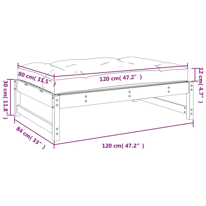 udendørs fodskammel 120x80 cm imprægneret fyrretræ