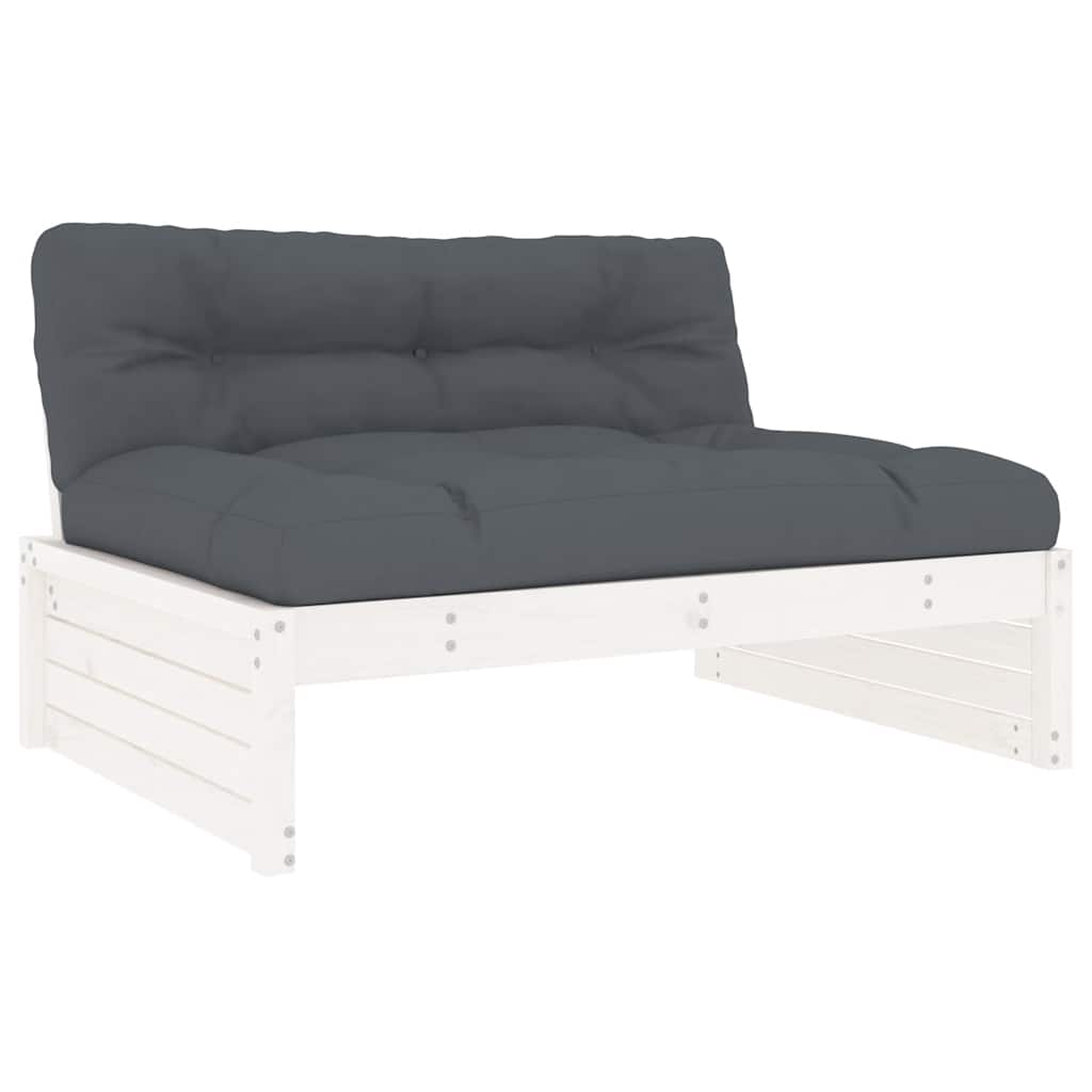 midtermodul til sofa 120x80 cm massivt fyrretræ hvid