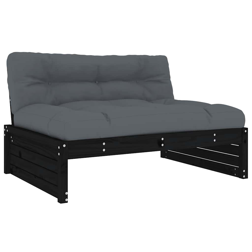 midtermodul til sofa 120x80 cm massivt fyrretræ sort