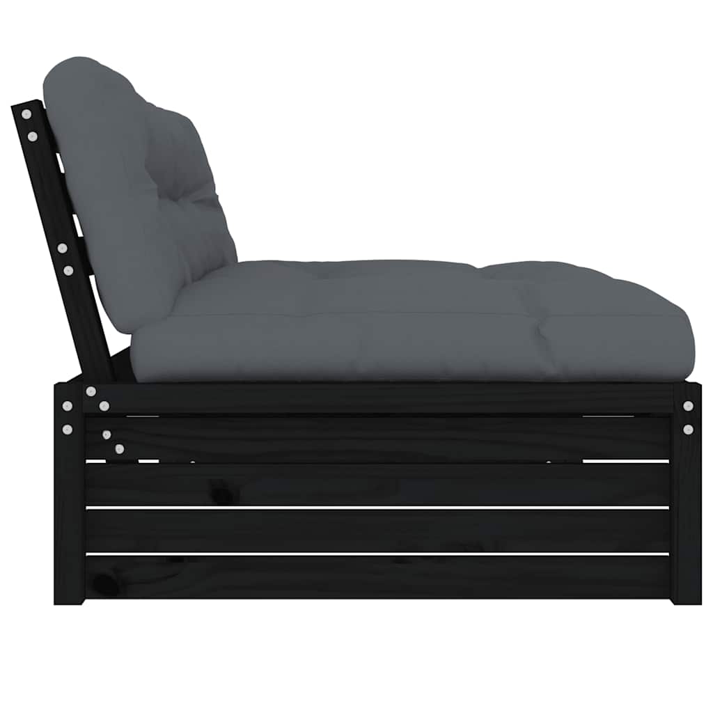 midtermodul til sofa 120x80 cm massivt fyrretræ sort