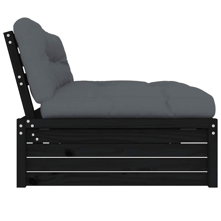 midtermodul til sofa 120x80 cm massivt fyrretræ sort