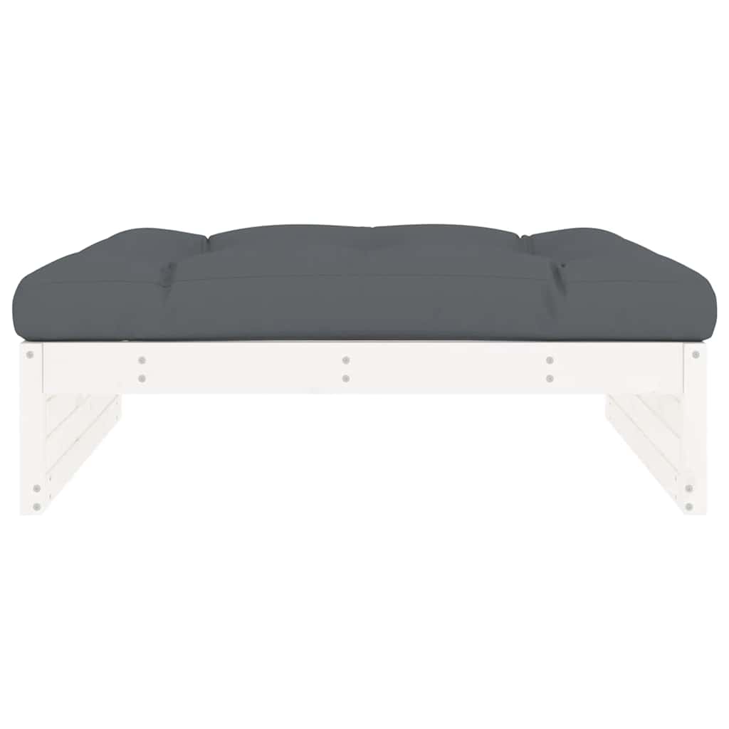udendørs fodskammel 120x80 cm massivt fyrretræ hvid