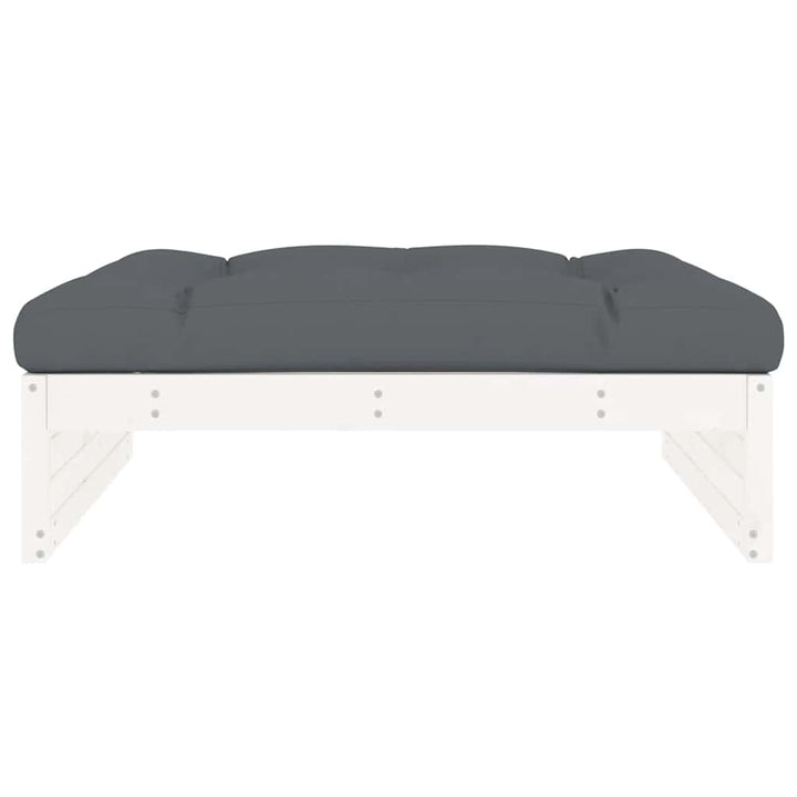 udendørs fodskammel 120x80 cm massivt fyrretræ hvid